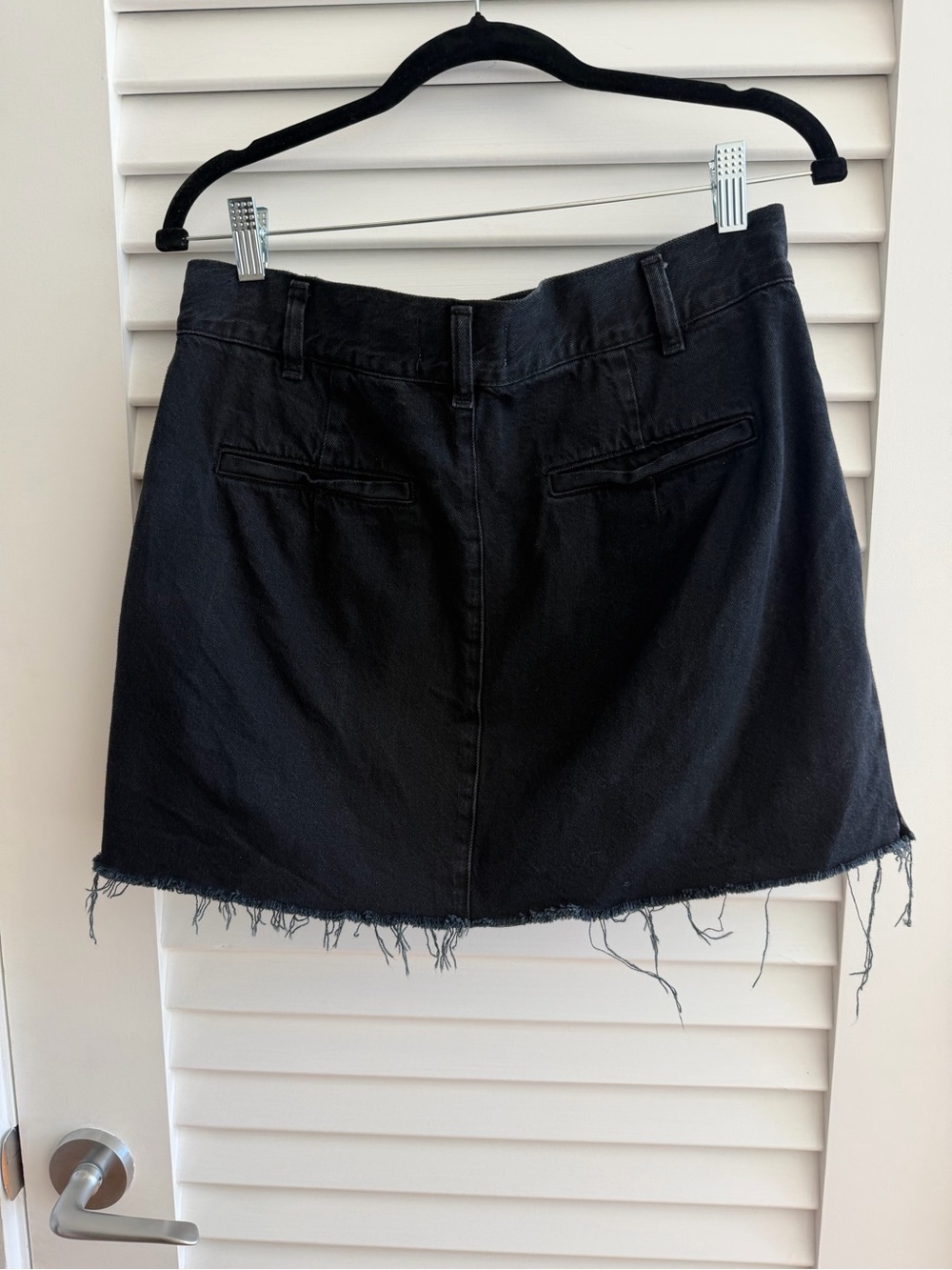 Agolde Black Frayed Hem Denim Mini Skirt